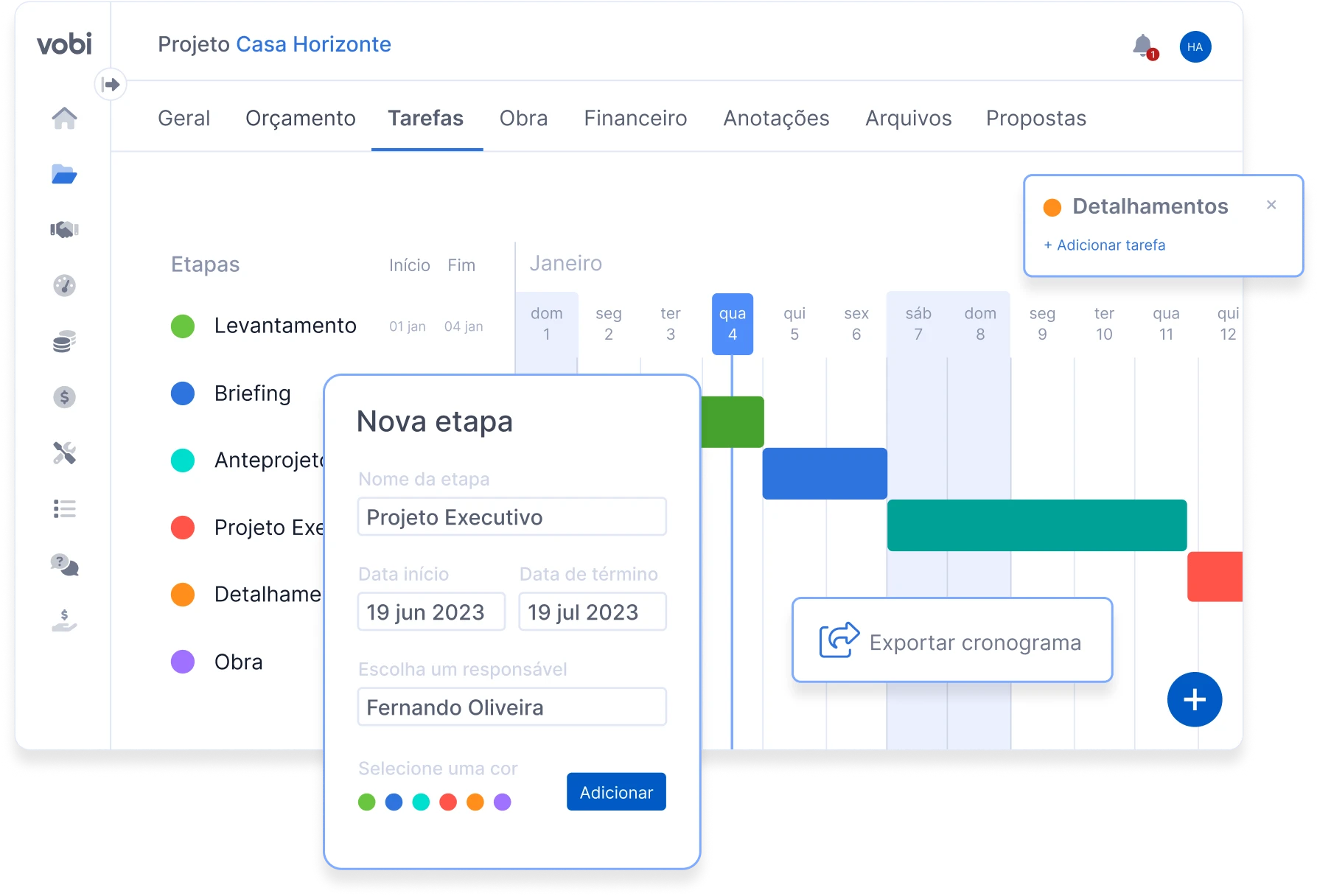 cronograma de projetos vobi
