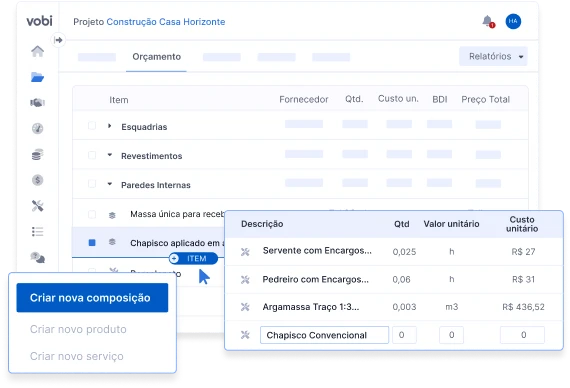 orçamento com composição vobi