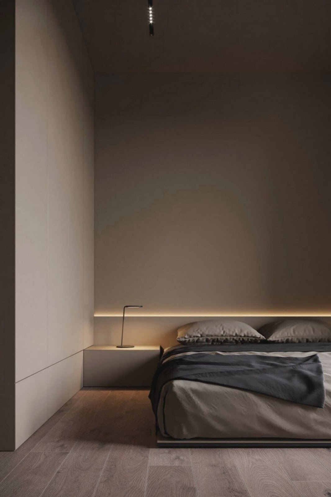 quarto de casal em tons neutros