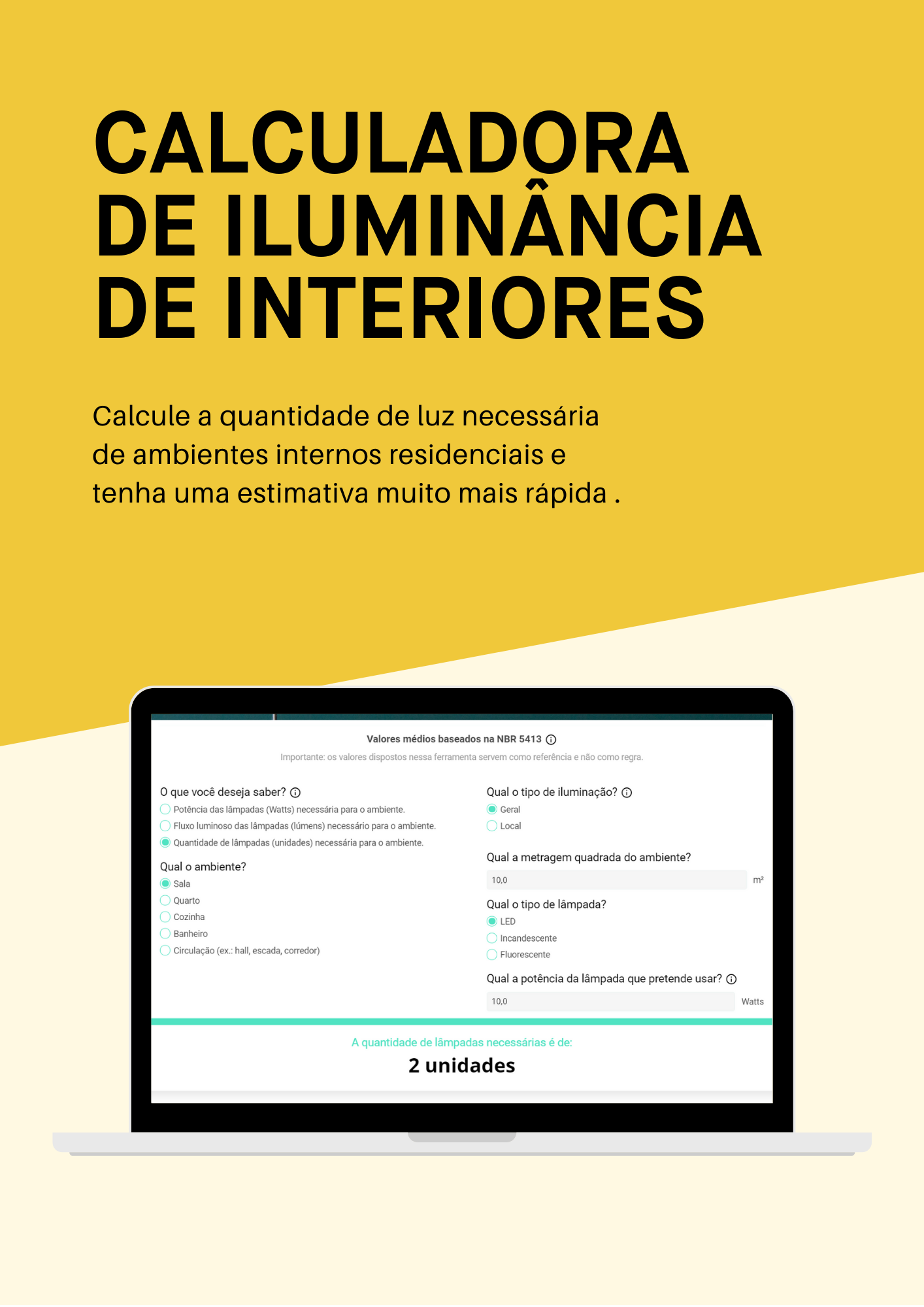 Calculadora de iluminância de interiores