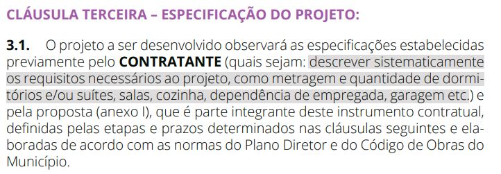 contrato de arquitetura