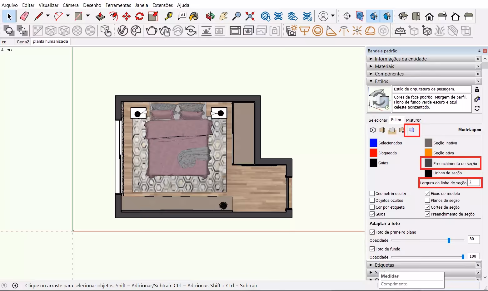 planta humanizada no SketchUp 